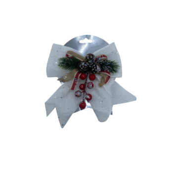 Fjongo Zbukurimi e Bardhe per Pemen e Vitit te Ri (16cm)