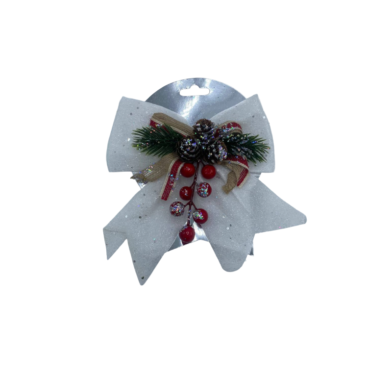 Fjongo Zbukurimi e Bardhe per Pemen e Vitit te Ri (16cm) - Buzi Store