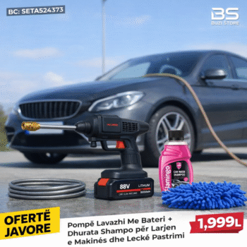 Pompë Lavazhi Me Bateri + Dhurata Shampo për Larjen e Makinës dhe Leckë Pastrimi