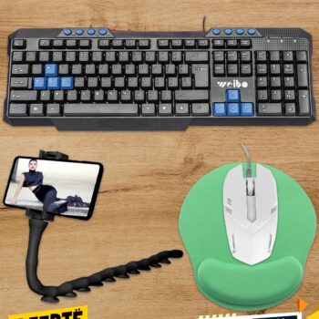 Set Gaming & Aksesore Kompjuteri – Maus RGB, Tastierë, Mouse Pad Ergonomik & Mbajtese Telefoni Fleksibel