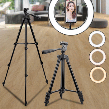 Set Profesional per Foto & Streaming – Tripod Metalik + Drite LED
