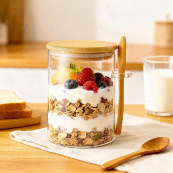 Kavanoz Qelqi me Luge Druri per Mbajtjen e Dritherave (10X6.5cm)